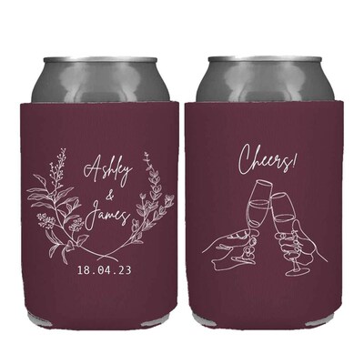 Personalized Wedding Can cooler, beer hugger, Stubby Cooler, engage party favor, promotional product, wedding favor gift F010 - image1